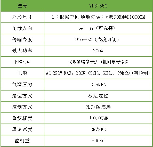 平移机参数